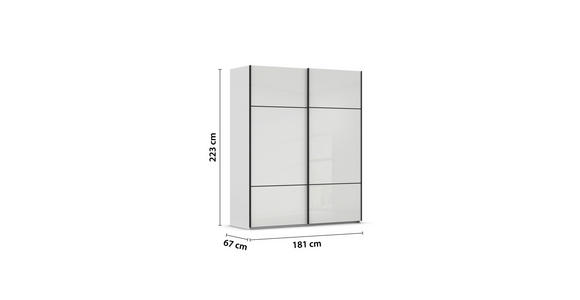 SCHWEBETÜRENSCHRANK in Grau, Weiß - Schwarz/Weiß, KONVENTIONELL, Glas/Holzwerkstoff (181/223/67cm) - Novel