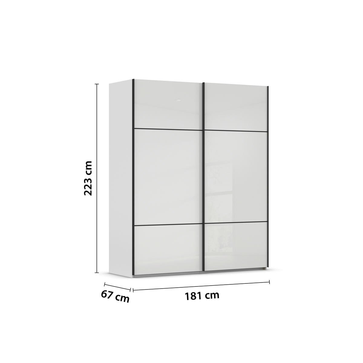 SCHWEBETÜRENSCHRANK in Grau, Weiss  - Weiss/Schwarz, Konventionell, Glas/Holzwerkstoff (181/223/67cm) - Novel