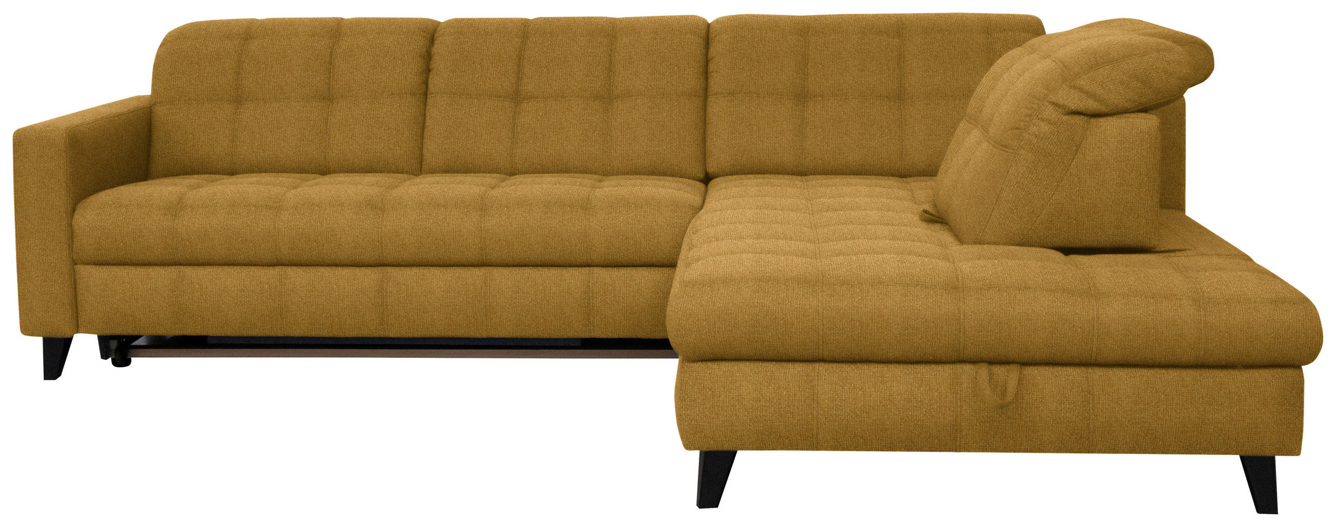 ECKSOFA in Webstoff Currygelb  - Currygelb/Schwarz, Design, Holz/Textil (297/216cm) - Xora