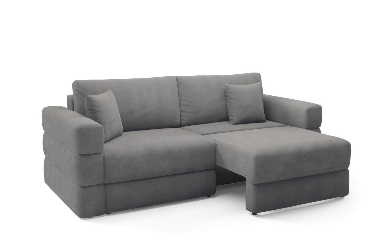 SCHLAFSOFA TERAZZO  mit Webstoff Dunkelgrau  - Dunkelgrau/Schwarz, Design, Kunststoff/Textil (254/93/167cm) - Livetastic