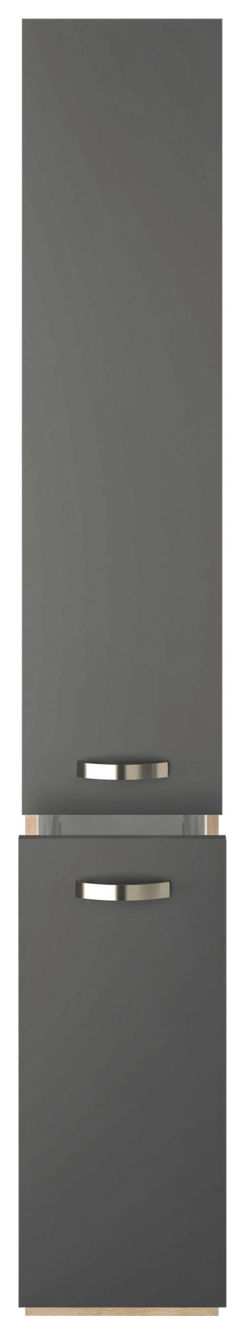 APOTHEKERSCHRANK 30/200/57 cm  in Eiche San Remo, Dunkelgrau  - Edelstahlfarben/Dunkelgrau, MODERN, Holzwerkstoff/Metall (30/200/57cm) - FlexWell