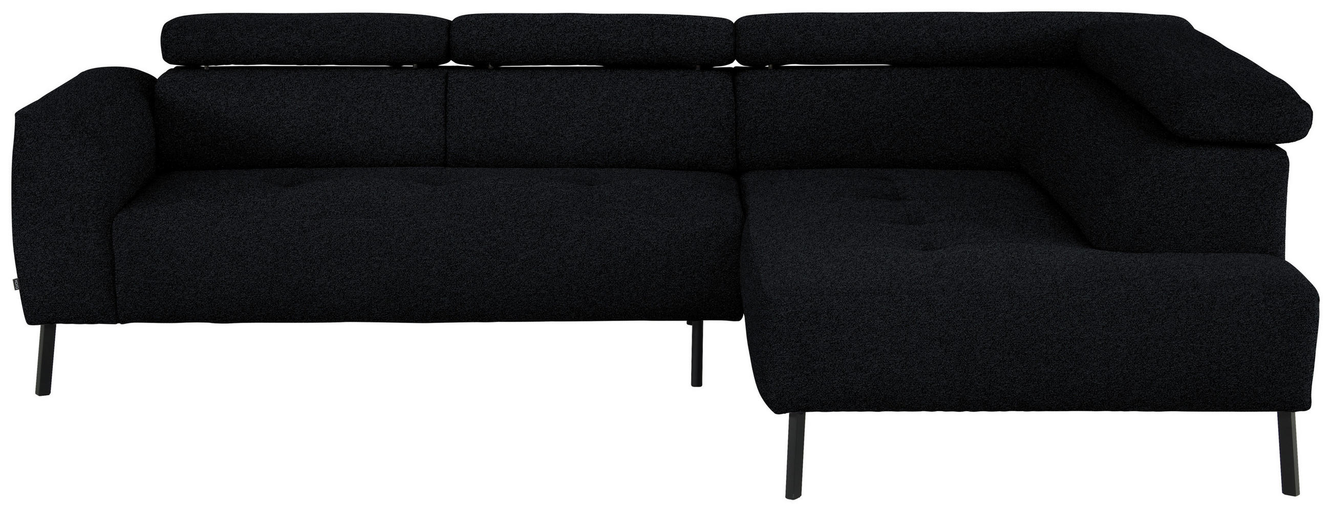 ECKSOFA in Chenille Anthrazit  280/205 cm  - Anthrazit/Schwarz, Design, Textil/Metall (280/205cm) - Xora
