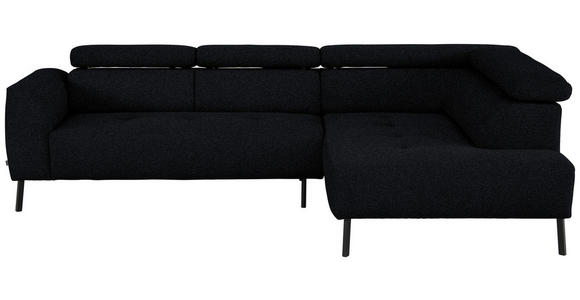 ECKSOFA in Chenille Anthrazit 280/205 cm - Anthrazit/Schwarz, Design, Textil/Metall (280/205cm) - Xora