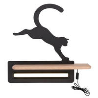 VÄGGLAMPA FÖR BARN Cat 27/12/29 cm   - svart, Basics, metall/trämaterial (27/12/29cm)