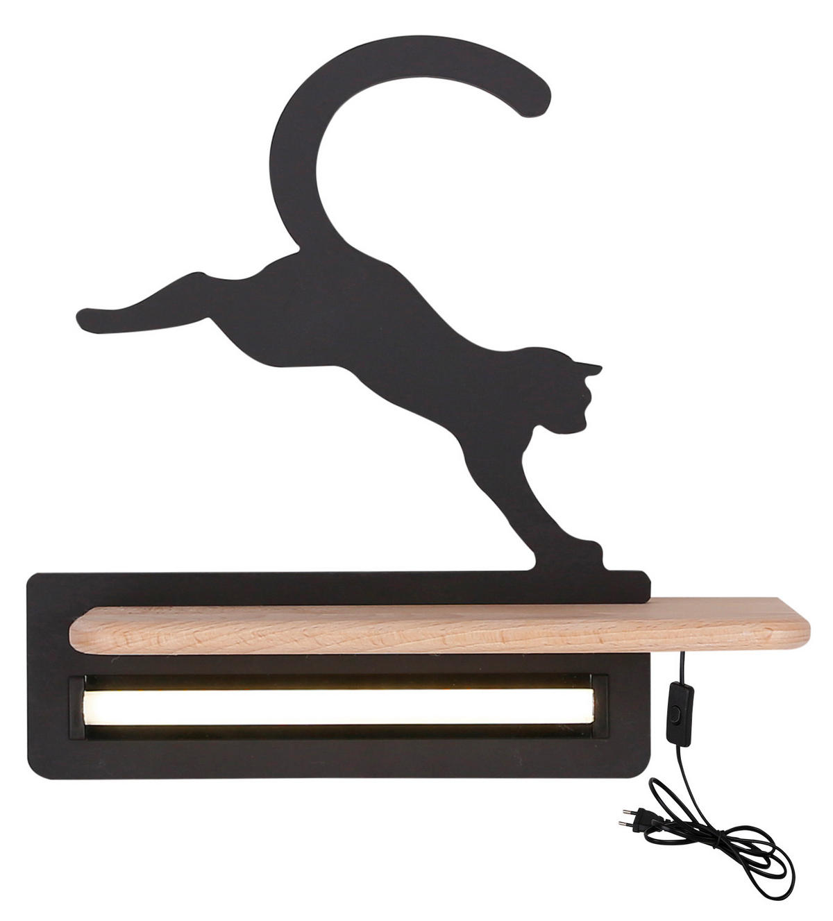 VÄGGLAMPA FÖR BARN Cat 27/12/29 cm   - svart, Basics, metall/trämaterial (27/12/29cm)