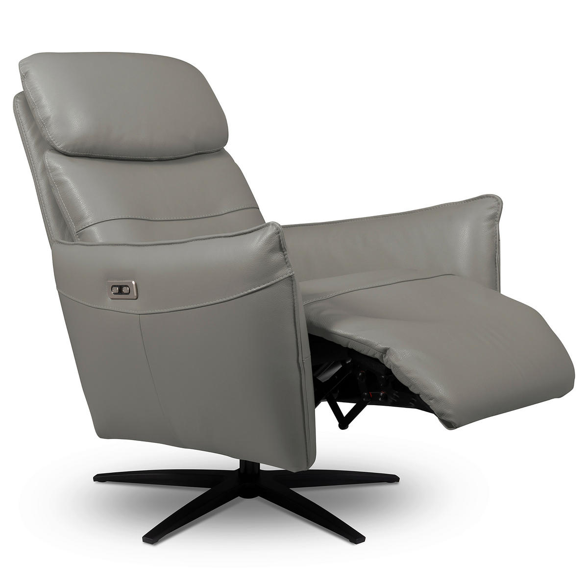 RELAXSESSEL in Leder Grau  - Schwarz/Grau, Design, Leder/Metall (77/107/88cm) - Livetastic