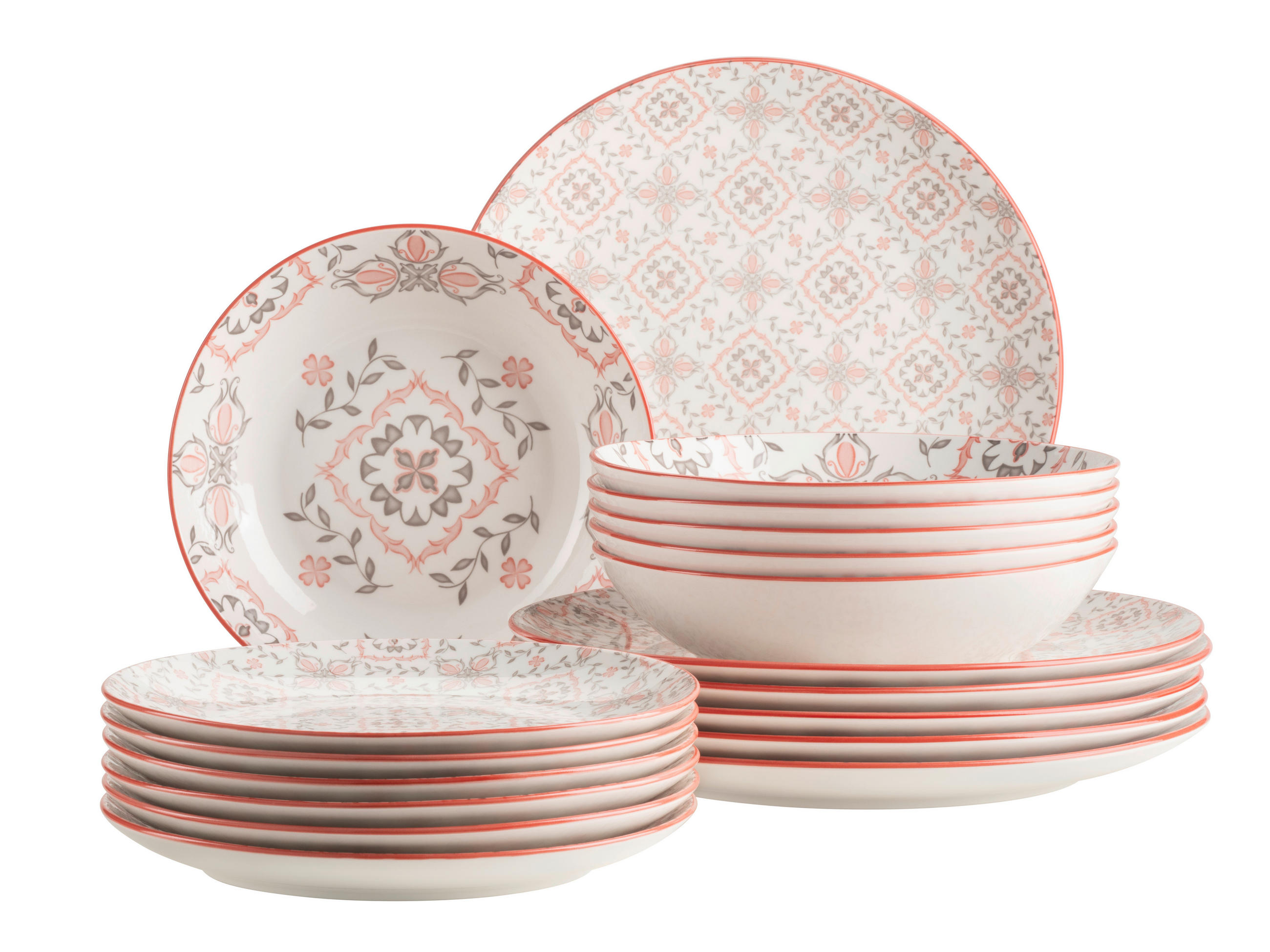 TELLERSET GRANADA 18-teilig  - Rot/Rosa, Basics, Keramik - Mäser