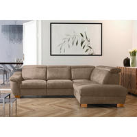 ECKSOFA Mikrofaser Braun  - Naturfarben/Braun, Design, Holz/Textil (276/238cm) - Livetastic