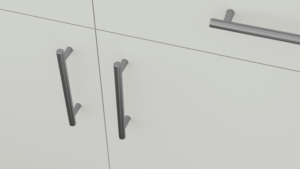 KÜCHENBLOCK 230 cm   in Graphitfarben, Hellgrau  - Edelstahlfarben/Dunkelgrau, MODERN, Holzwerkstoff/Metall (230cm) - Xora