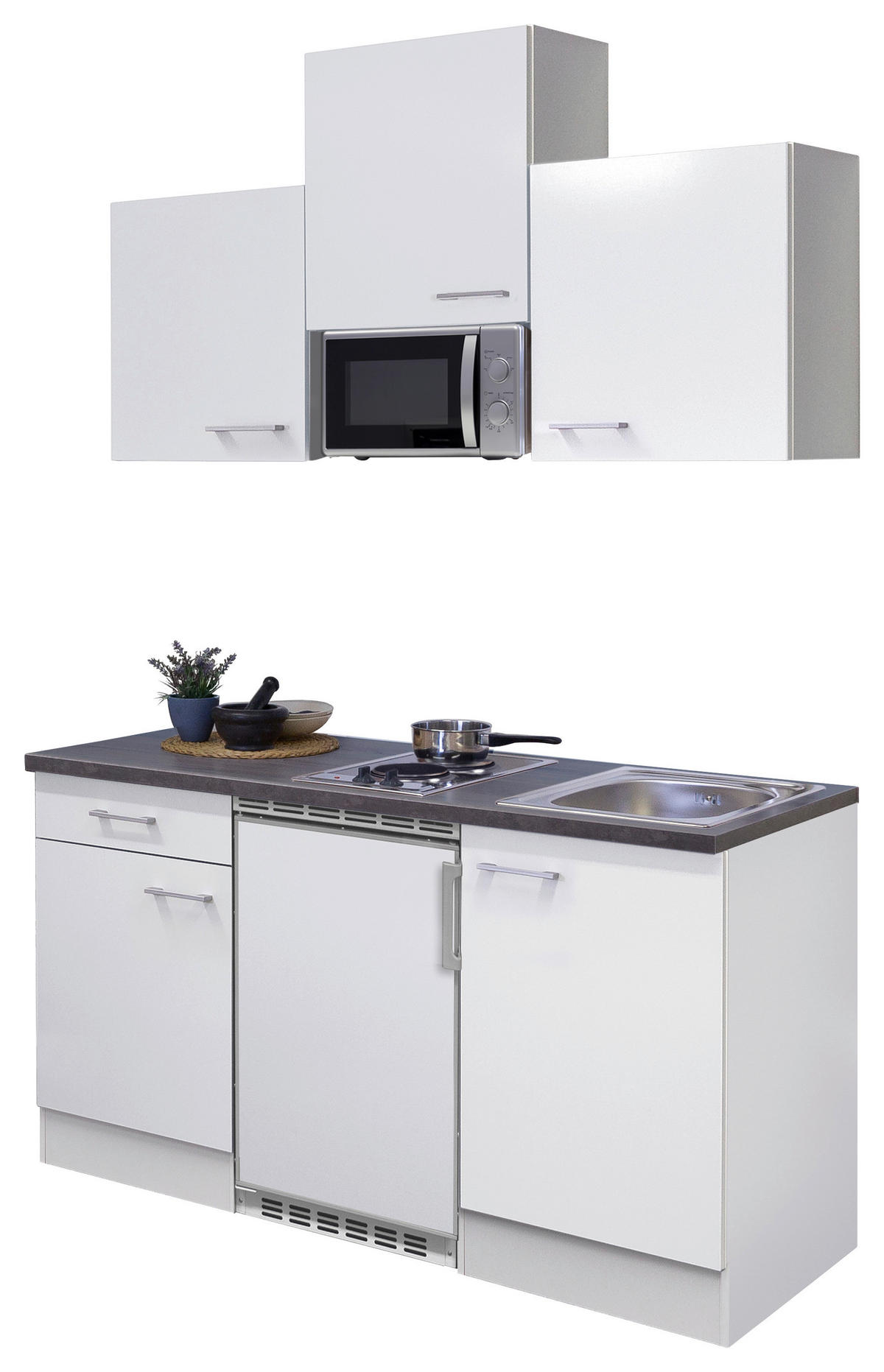MINIKUCHYŇA LUCCA 150,5 - sivohnedá/biela, Konventionell, kompozitné drevo/plast (150,5cm) - MID.YOU