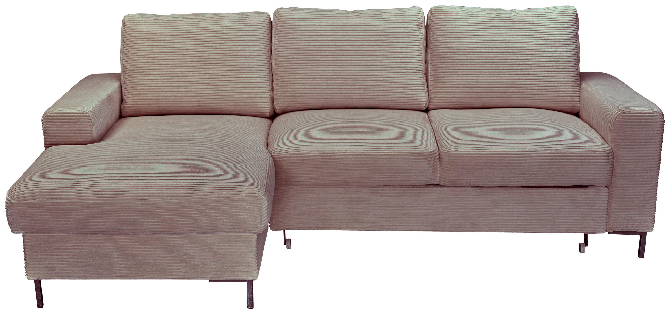 ECKSOFA Taupe Cord  - Taupe/Schwarz, KONVENTIONELL, Textil/Metall (150/240cm) - Carryhome