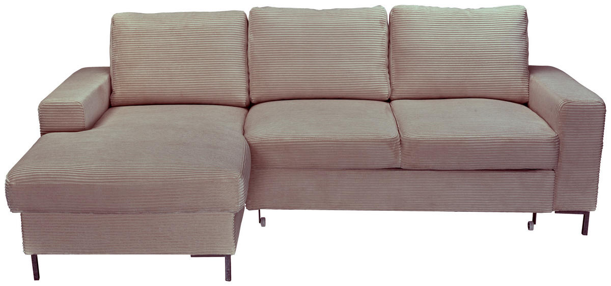 ECKSOFA Taupe Cord  - Taupe/Schwarz, KONVENTIONELL, Textil/Metall (150/240cm) - Carryhome