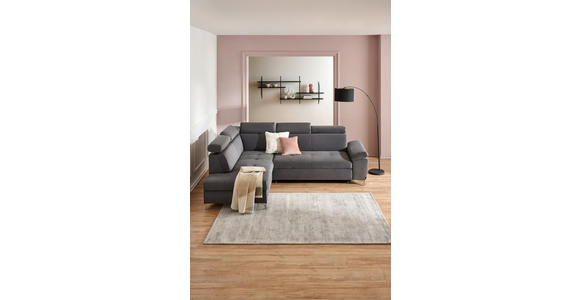 ECKSOFA in Mikrofaser Dunkelgrau  - Chromfarben/Dunkelgrau, KONVENTIONELL, Textil/Metall (206/271cm) - Carryhome