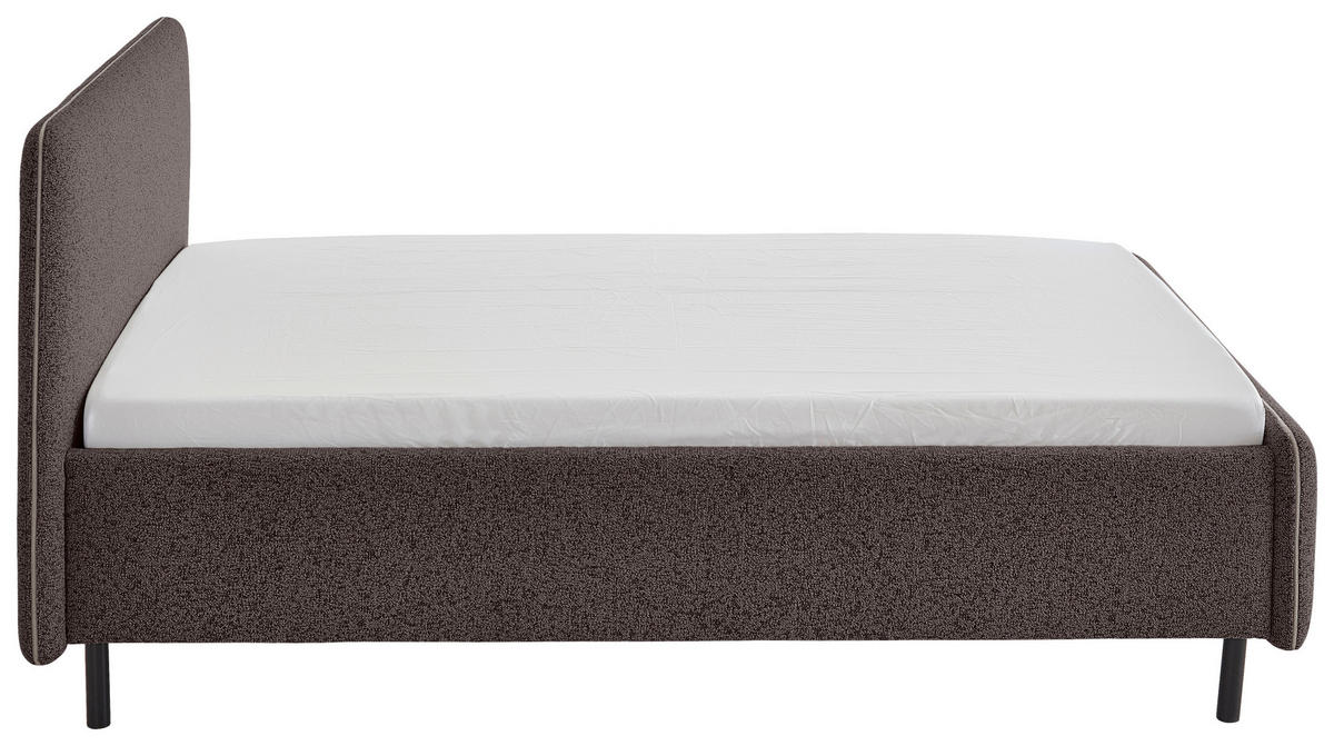 POLSTERBETT 140/200 cm  in Anthrazit, Silberfarben  - Anthrazit/Silberfarben, Design, Textil/Metall (140/200cm) - Xora