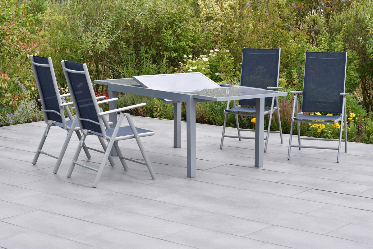 GARTENSET Aluminium  - Silberfarben, MODERN, Textil/Metall - Gardenson