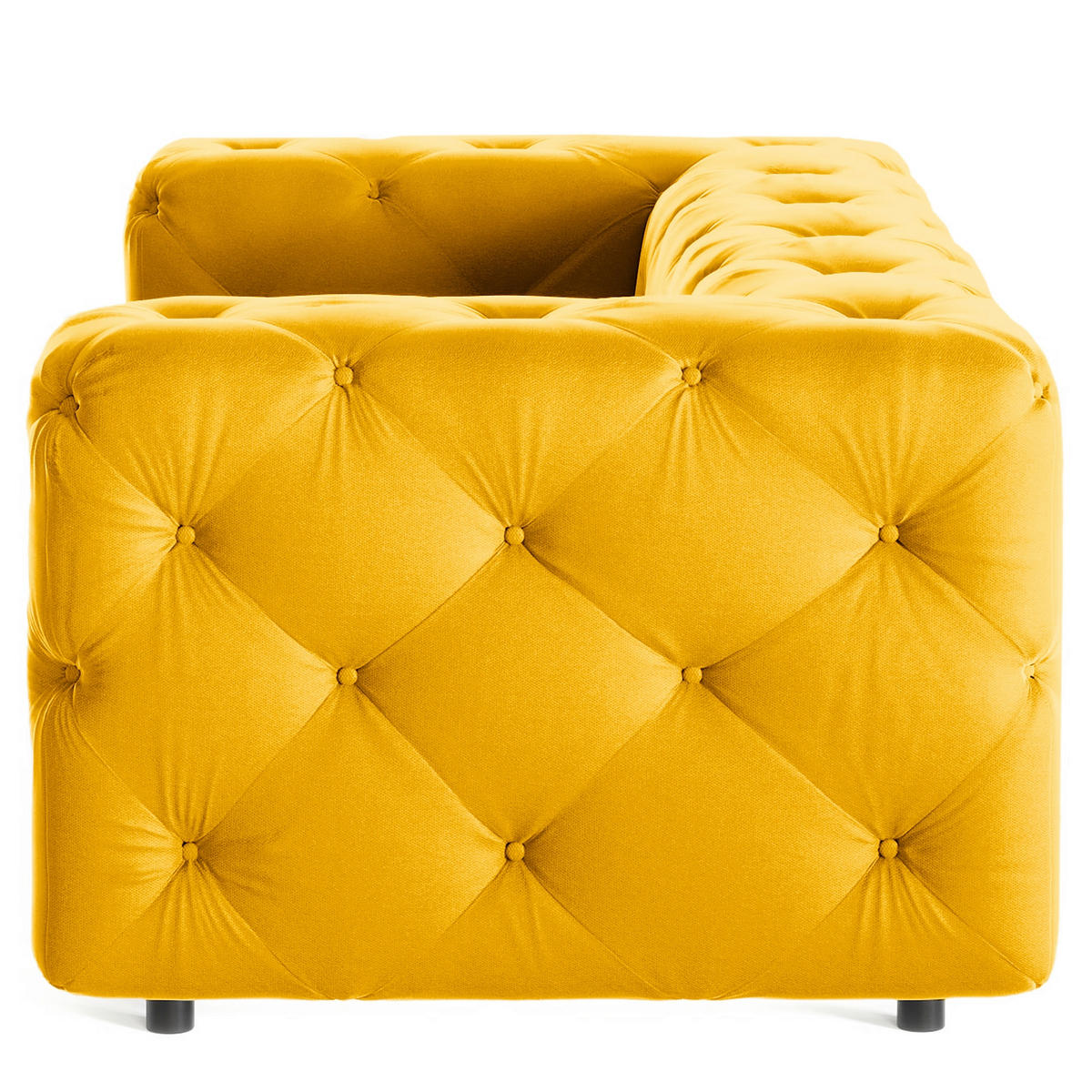 2-SITZER-SOFA Fresco in Samt Senfgelb  - Senfgelb/Schwarz, Design, Kunststoff/Textil (193/71/100cm) - P & B
