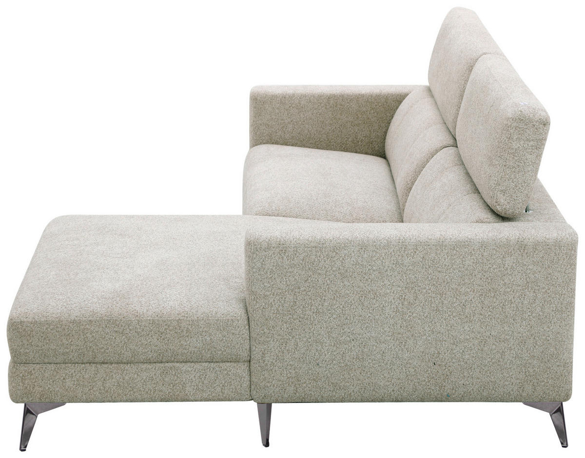 ECKSOFA Beigebraun Chenille  - Chromfarben/Beigebraun, Design, Textil/Metall (218/173cm) - Carryhome
