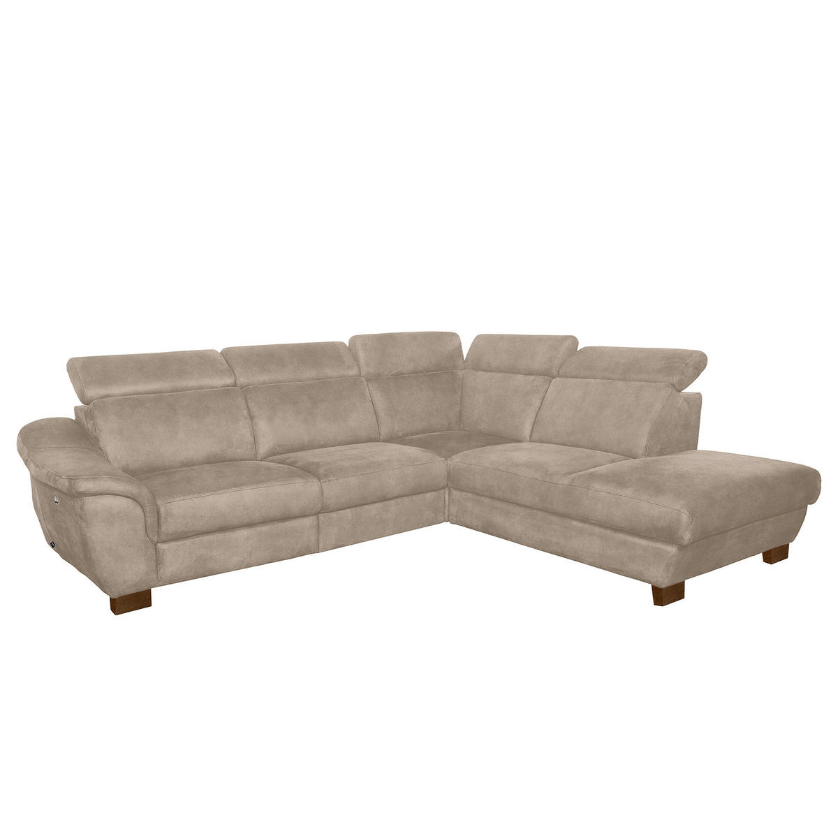 ECKSOFA TREND in Mikrofaser Taupe Bettkasten, Relaxfunktion, Kopfteilverstellung  276/238 cm  - Taupe/Wengefarben, Design, Holz/Textil (276/238cm) - Livetastic