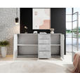KOMMODE Bobby, 160/82/35 cm, 4 Schublade(n)  - Silberfarben/Weiß, KONVENTIONELL, Holzwerkstoff/Kunststoff (160/82/35cm) - Carryhome