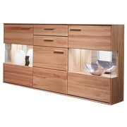 SIDEBOARD Kernbuche furniert, teilmassiv lackiert Buchefarben - Buchefarben/Silberfarben, KONVENTIONELL, Glas/Holz (174/105/40cm) - VOLEO
