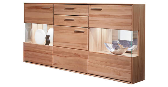 SIDEBOARD 174/105/40 cm - Silberfarben/Buchefarben, KONVENTIONELL, Glas/Holz (174/105/40cm) - Voleo