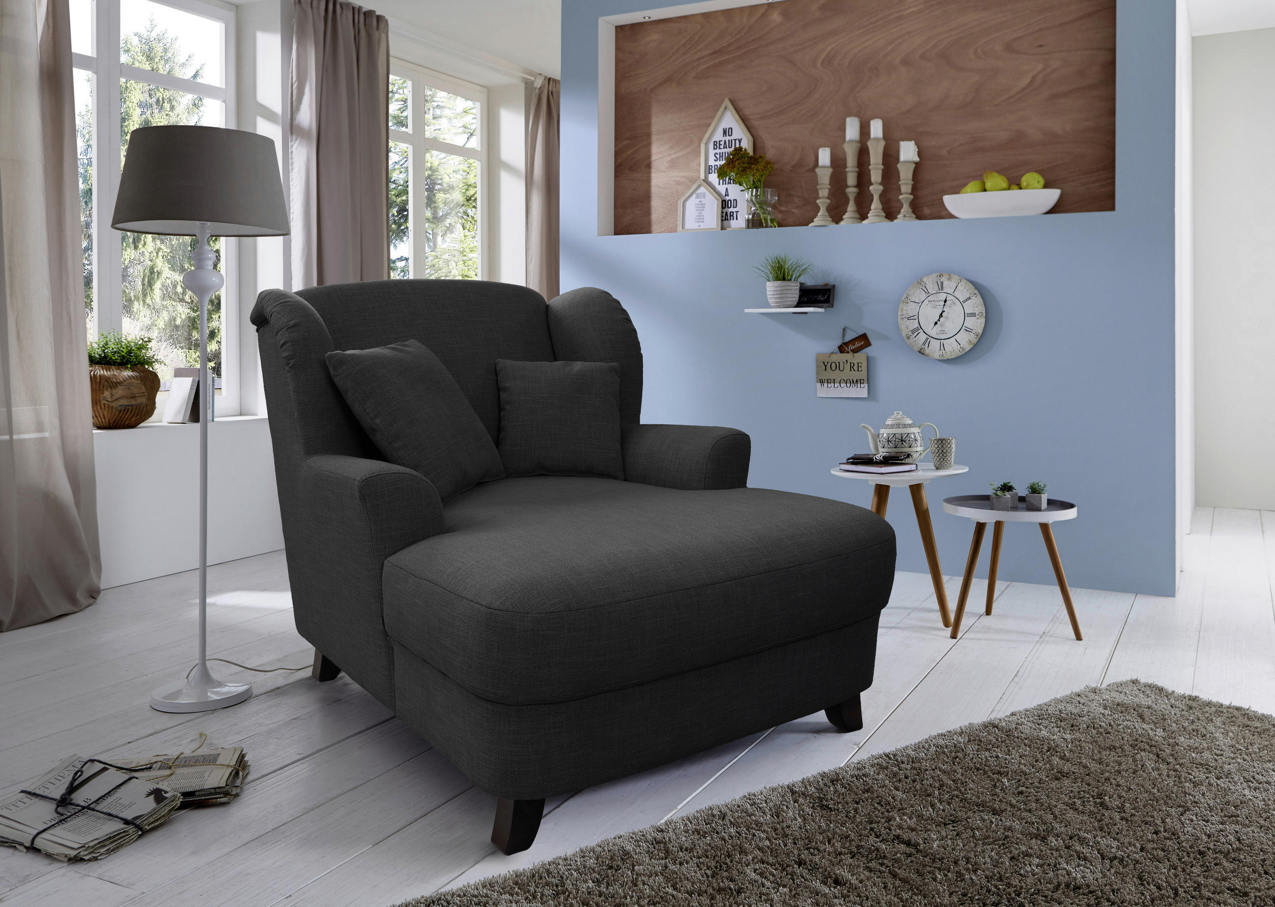 XXL-SESSEL in Dunkelgrau  - Dunkelgrau/Beige, Modern, Holzwerkstoff/Textil (109/104/145cm) - Sit & More