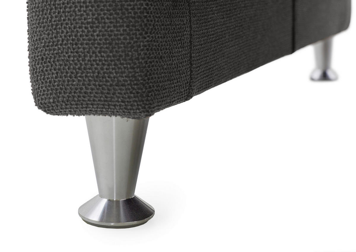 3-SITZER-SOFA in Flachgewebe Anthrazit  - Anthrazit/Alufarben, Modern, Textil/Metall (196/103/89cm) - Pure Home Comfort