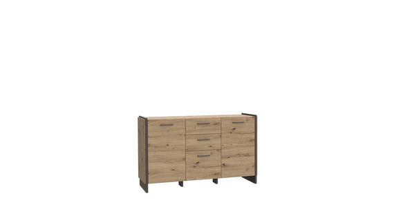 KOMMODE  in 141,8/86,1/41,3 cm  - Eiche Artisan/Grau, KONVENTIONELL, Holzwerkstoff/Kunststoff (141,8/86,1/41,3cm) - Hom`in