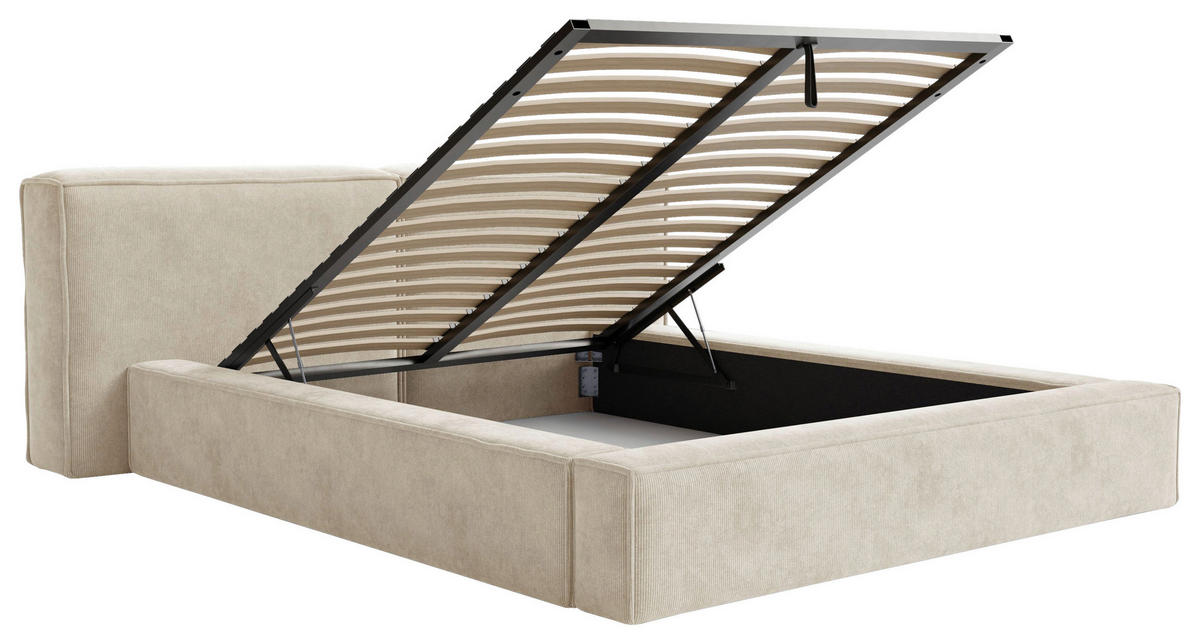 POLSTERBETT Lattenrost, Bettkasten 180/200 cm  in Beige  - Beige/Schwarz, Design, Holz/Textil (180/200cm) - Boxxx