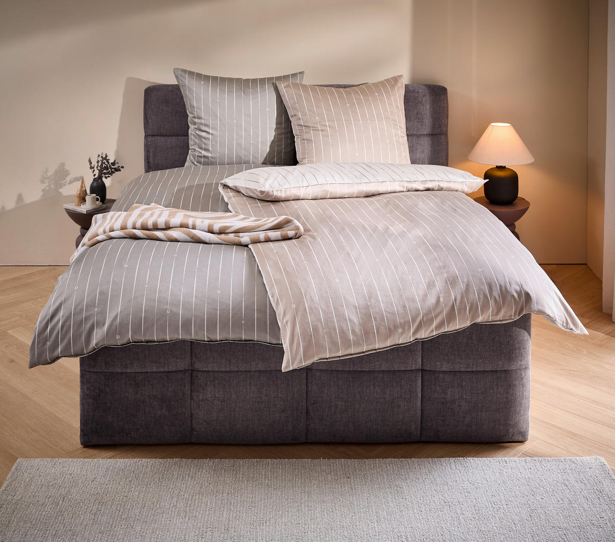 WENDEBETTWÄSCHE 2-teilig STRIPES DK Satin 135/200 cm  - Beige, Design, Textil (135/200cm) - Dieter Knoll