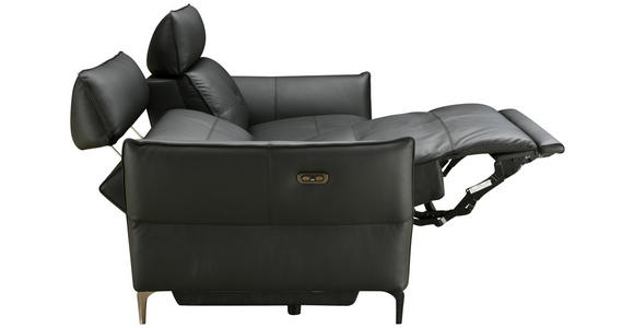 2-SITZER-SOFA  in Echtleder Schwarz   - Schwarz, Design, Leder/Metall (191/98/101cm) - Novel