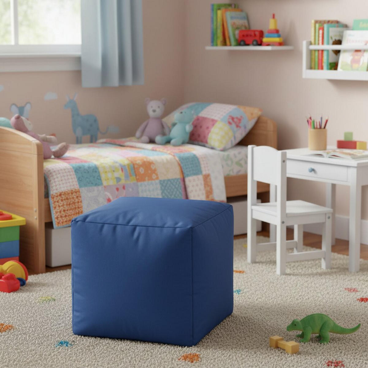 HOCKER Webstoff Blau  - Blau, Design, Textil (40/40/40cm) - Boxxx