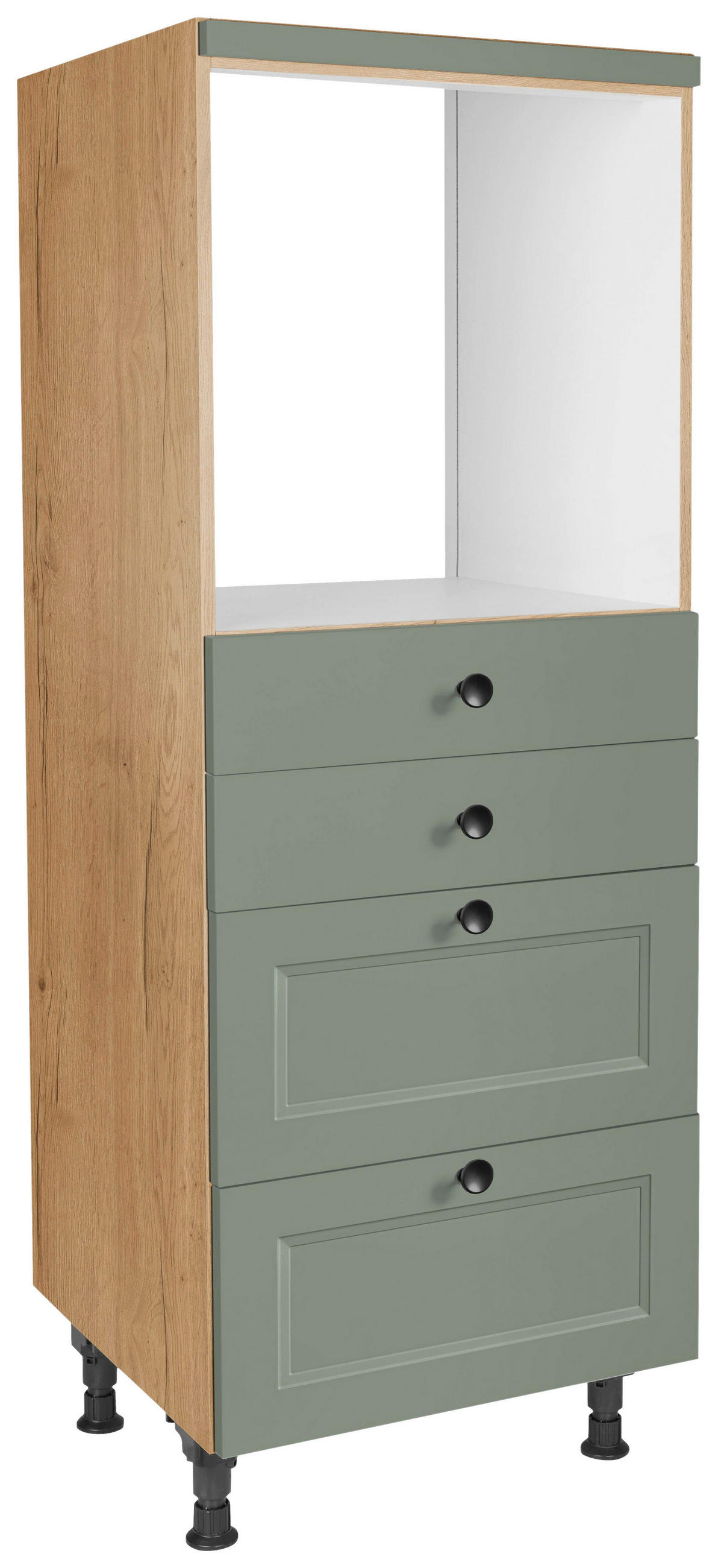 GERÄTEUMBAUSCHRANK 60/168/58 cm in Grün - Eichefarben/Schwarz, MODERN, Holzwerkstoff/Metall (60/168/58cm) - Nobilia