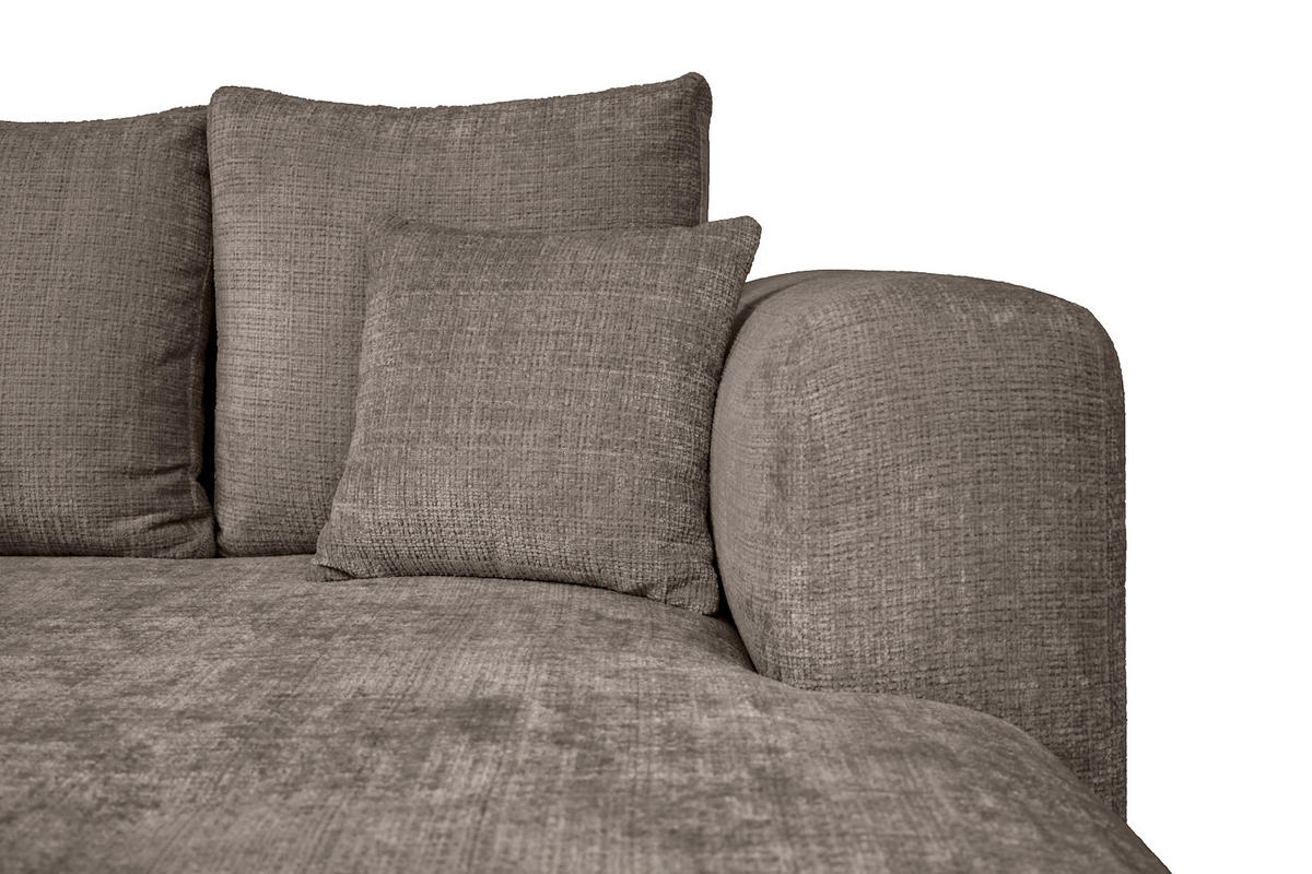 ECKSOFA Taupe Chenille Zierkissen, Rückenkissen, Rücken echt  - Taupe/Schwarz, MODERN, Kunststoff/Textil (276/188cm) - Milino