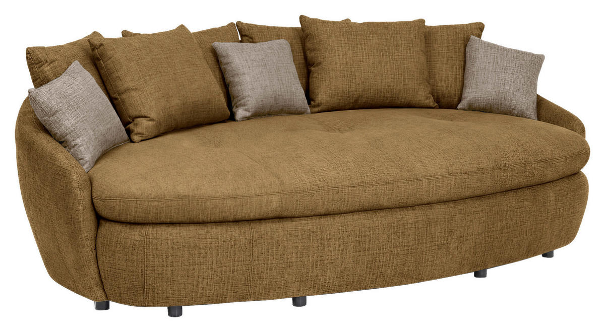 MEGASOFA Chenille Senfgelb  - Senfgelb/Schwarz, Trend, Kunststoff/Textil (238/80/140cm) - MID.YOU
