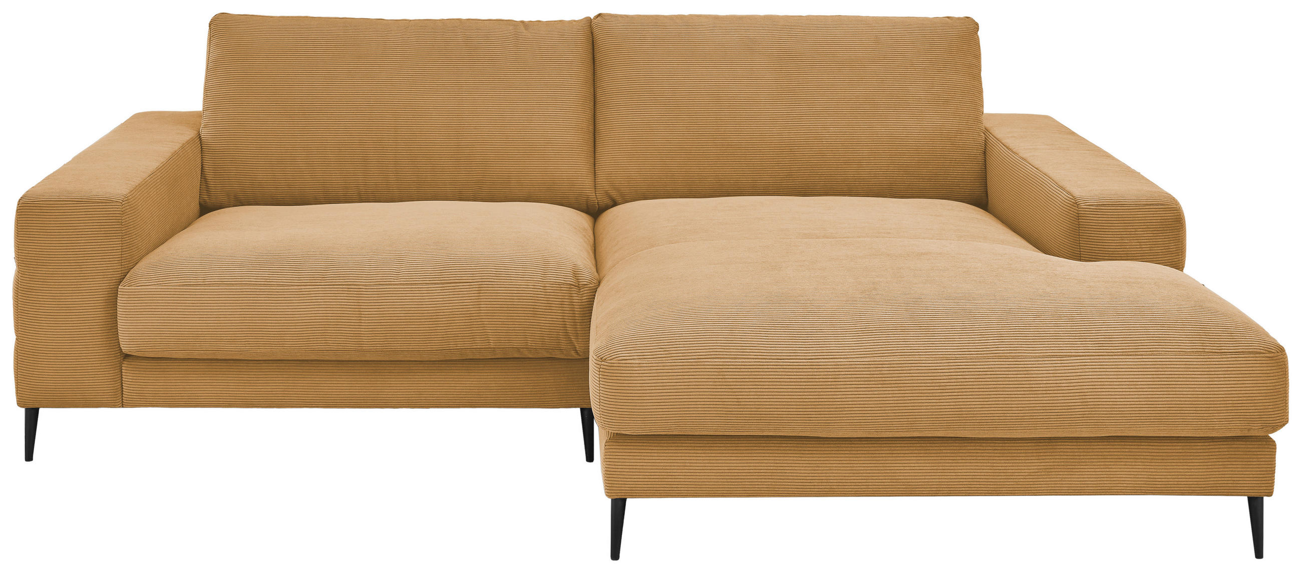 ECKSOFA in Feincord Gelb  - Gelb/Schwarz, Design, Textil/Metall (253/177cm) - Dieter Knoll