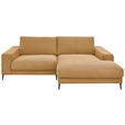 ECKSOFA in Feincord Gelb  - Gelb/Schwarz, Design, Textil/Metall (253/177cm) - Dieter Knoll