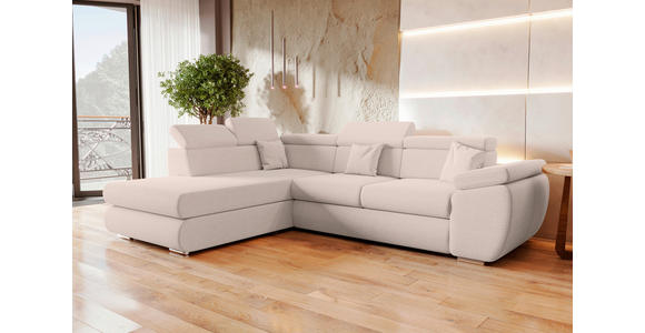 ECKSOFA  in Struktur Creme  - Chromfarben/Creme, KONVENTIONELL, Kunststoff/Textil (205/282cm) - Carryhome
