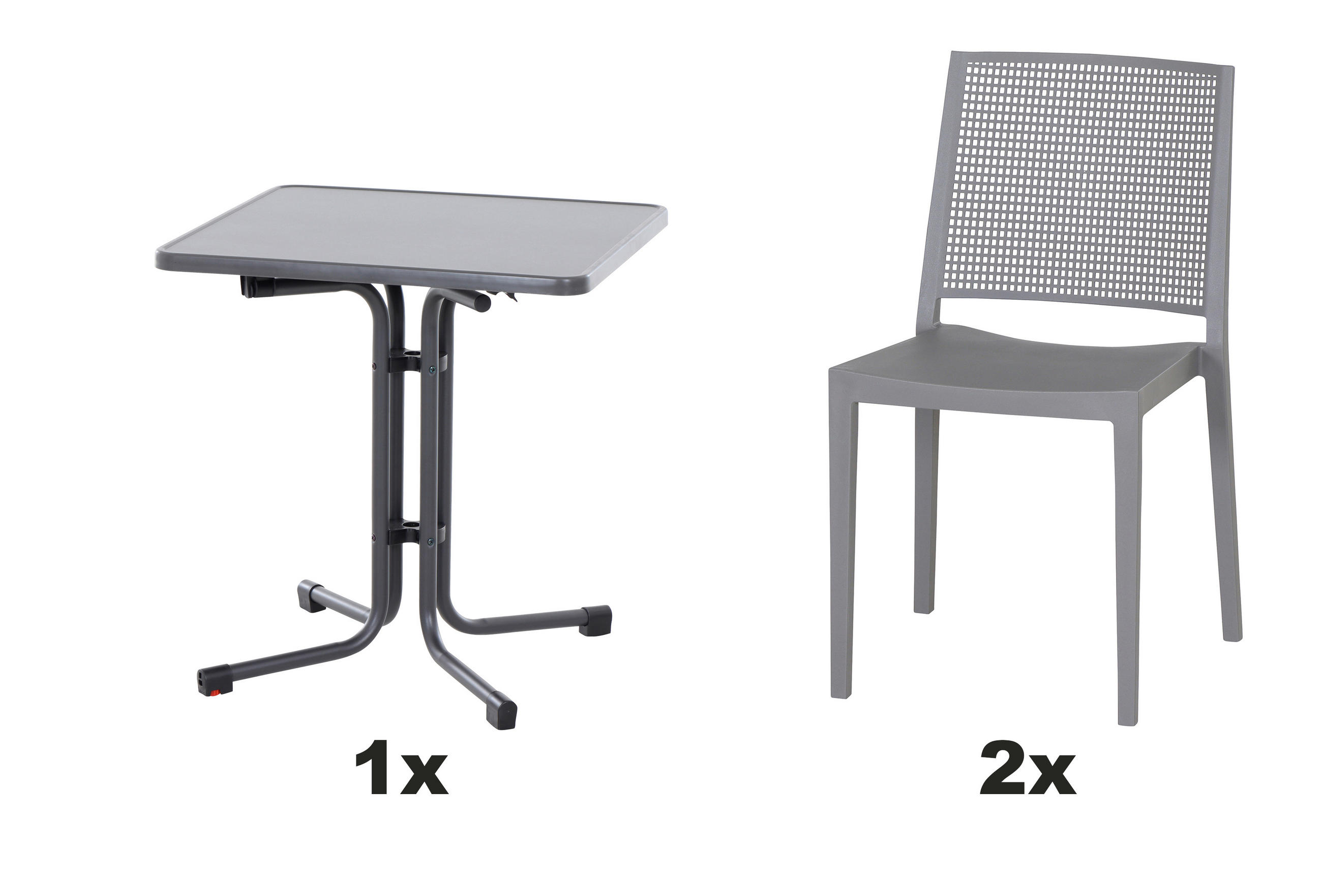 GARTENGARNITUR 3-teilig  - Grau, Basics, Holzwerkstoff/Kunststoff (70/80/70cm) - Siena Garden