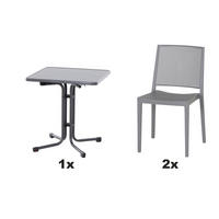 GARTENGARNITUR 3-teilig  - Grau, Basics, Holzwerkstoff/Kunststoff (70/80/70cm) - Siena Garden
