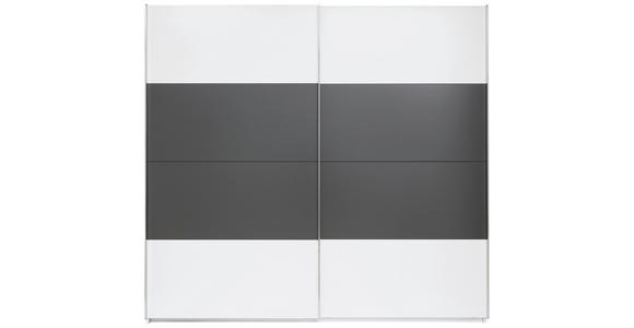 SCHWEBETÜRENSCHRANK 240/226/64 cm 2-türig Weiß, Dunkelgrau  - Dunkelgrau/Alufarben, Design, Holzwerkstoff/Metall (240/226/64cm) - Xora