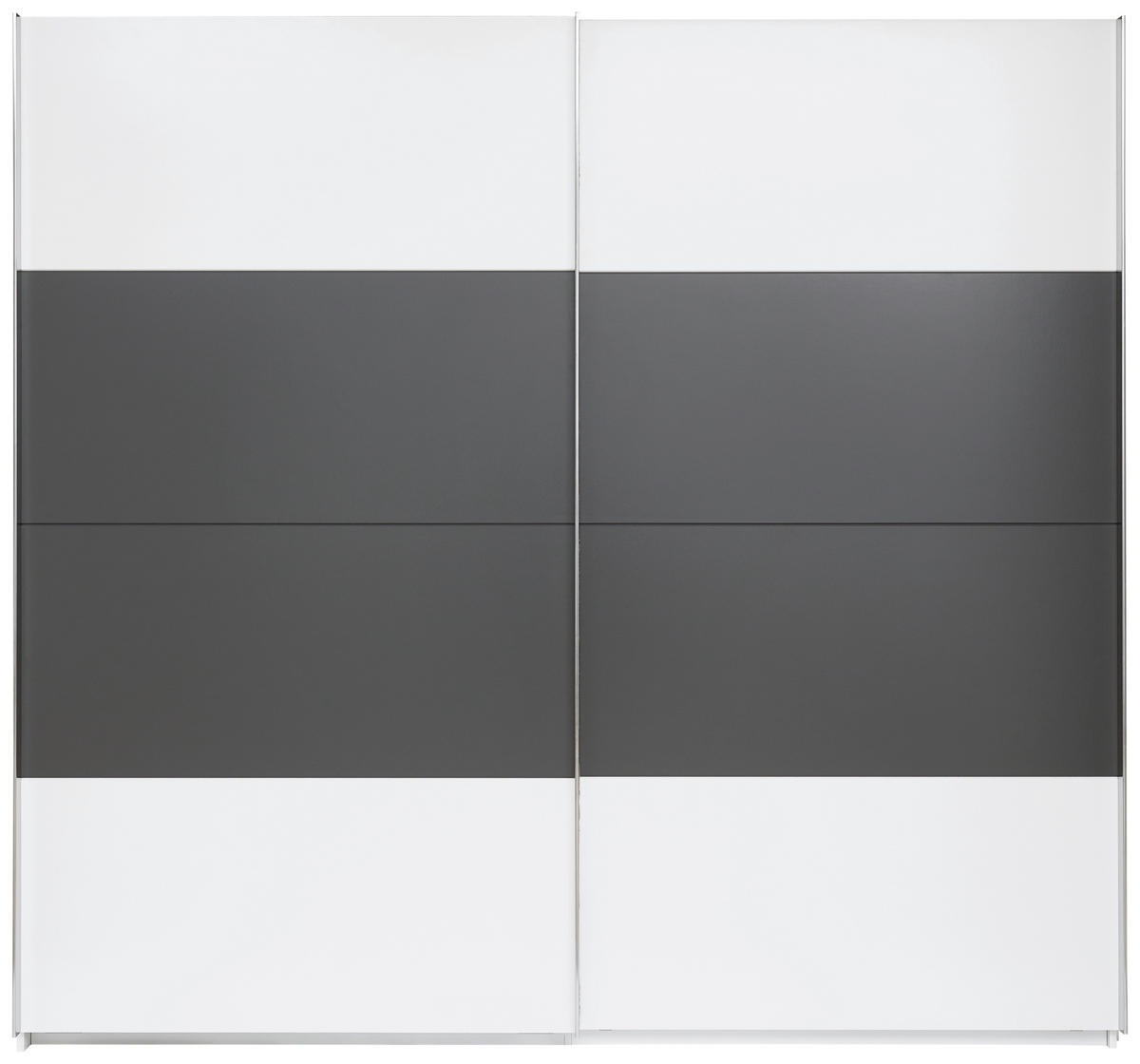 GARDEROB MED SKJUTDÖRRAR 240/226/64 cm 2-dörrar - vit/mörkgrå, Klassisk, metall/trämaterial (240/226/64cm) - Xora