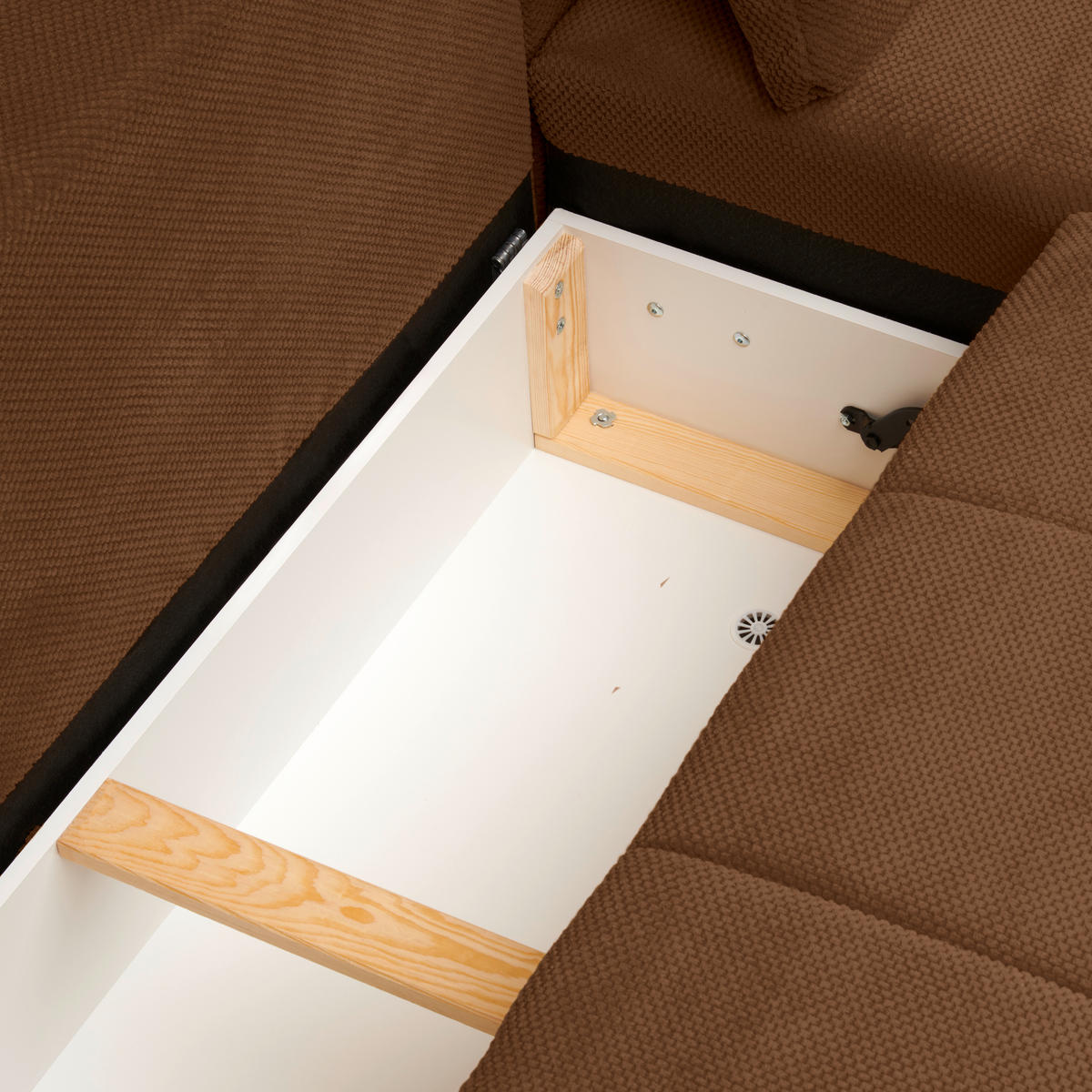 ECKSOFA in Struktur, Plüsch Rostfarben  - Rostfarben/Schwarz, Design, Textil/Metall (287/197cm) - Stylife