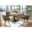 ECKBANK 173/225 cm Webstoff Grün, Eichefarben Eiche massiv Holz, Metall   - Eichefarben/Schwarz, KONVENTIONELL, Holz/Textil (173/225cm) - Voleo