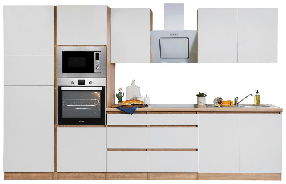 MODULKÖK 335 cm   i vit  - vit/ekfärgad, Basics, trämaterial (335cm) - Respekta