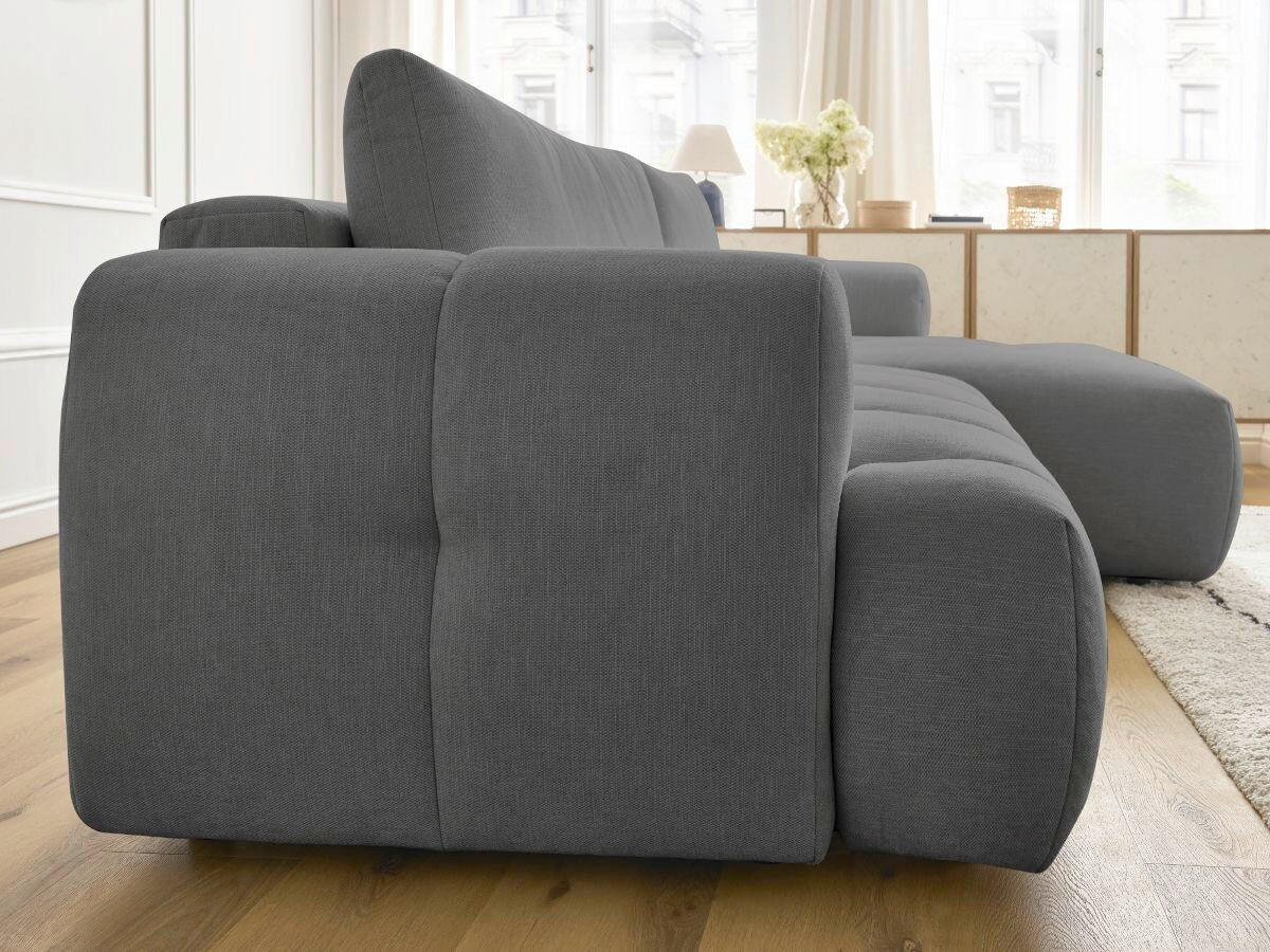 ECKSCHLAFSOFA FUJI Leinenoptik Dunkelgrau  inkl.  - Dunkelgrau/Schwarz, MODERN, Kunststoff/Textil (292/160cm)