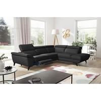 ECKSOFA DALLAS in Echtleder Schwarz  283/228 cm  - Schwarz, Design, Leder/Metall (283/228cm) - Livetastic