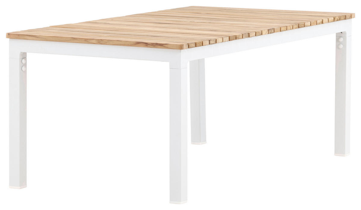 LOUNGETISCH 110/60/45 cm Holz, Metall  - Weiß/Teakfarben, KONVENTIONELL, Holz/Metall (110/60/45cm) - Gardenson
