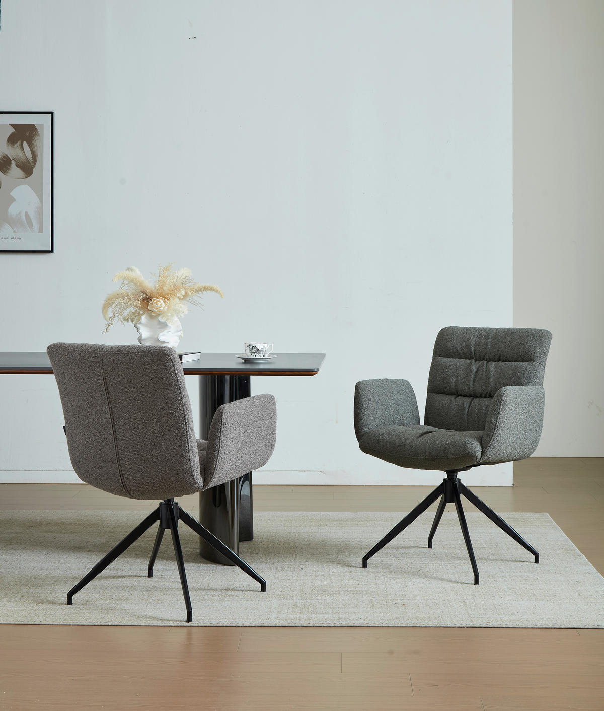 ARMLEHNSTUHL  Sitzfläche 360° drehbar Leinenoptik  Grün, Schwarz  - Schwarz/Grün, Design, Textil/Metall (62/86/65cm) - Dieter Knoll