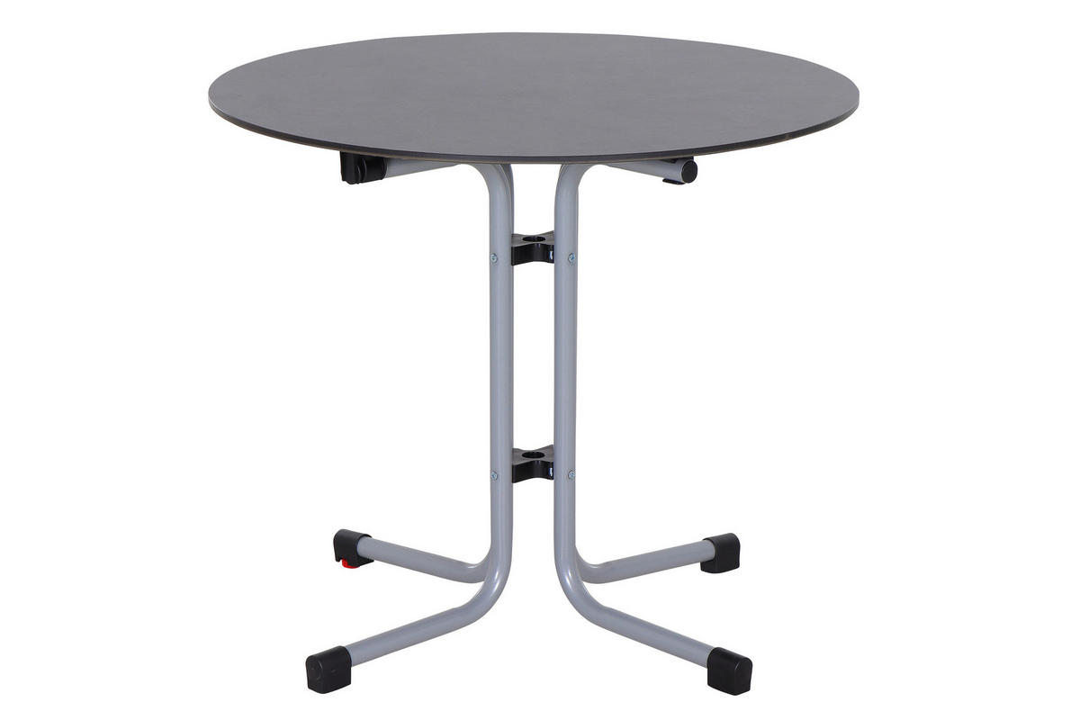 GARTENKLAPPTISCH Holz, Metall, Kunststoff rund  - Anthrazit/Silberfarben, KONVENTIONELL, Holz/Kunststoff (80/71cm) - Siena Garden